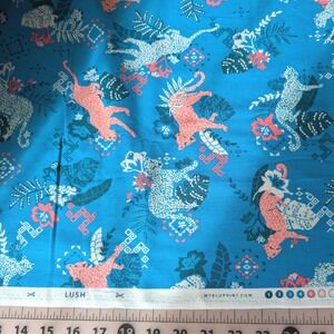 Boundless Lush Bluprint Cotton Fabric Tropical Leopard Jungle Blue Sold by Yard